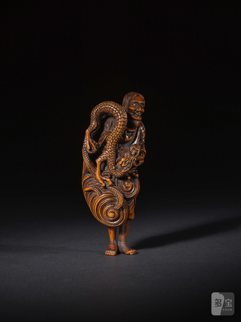木彫根付 馬師皇 無銘 19世紀前期 | GRAND NETSUKE EN BOIS REPRÉSENTANT BASHIKO - 图11
